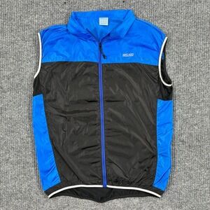 ARSUXEO Cycling Vest Jacket Mens XL Blue Black Full Zip Reflective Lightweight